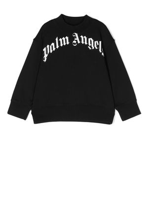 Palm Angels Kids logo-print cotton sweatshirt - Black