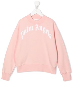 Palm Angels Kids logo-print cotton sweatshirt - Pink