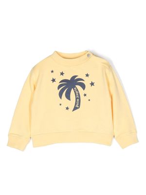 Palm Angels Kids logo-print cotton sweatshirt - Yellow
