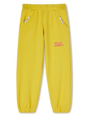 Palm Angels Kids logo-print cotton track pants - Yellow