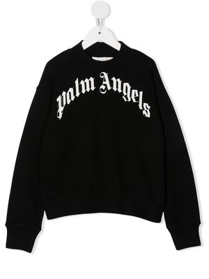 Palm Angels Kids logo-print crew-neck sweatshirt - Black