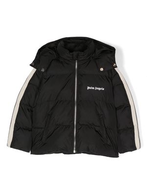 Palm Angels Kids logo-print hooded padded jacket - Black