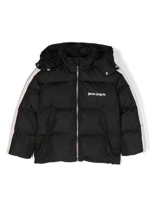 Palm Angels Kids logo-print hooded puffer jacket - Black