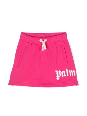 Palm Angels Kids logo-print jersey skirt - Pink