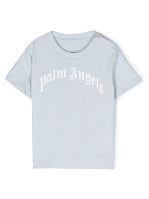 Palm Angels Kids logo-print organic-cotton T-shirt - Blue