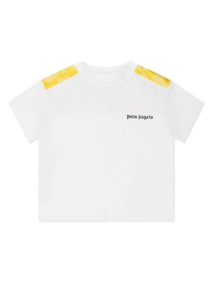 Palm Angels Kids logo-print panelled cotton T-shirt - White