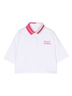 Palm Angels Kids logo-print piqué polo shirt - White