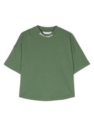 Palm Angels Kids logo-print short-sleeve cotton T-shirt - Green