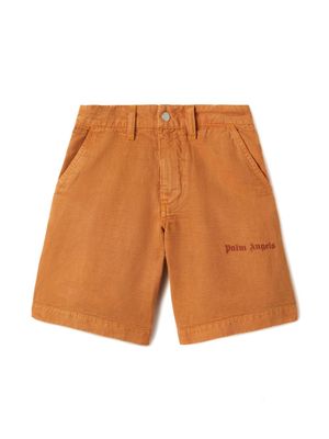 Palm Angels Kids logo-print straight-leg shorts - Orange