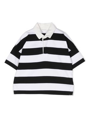 Palm Angels Kids logo-print striped polo shirt - Black
