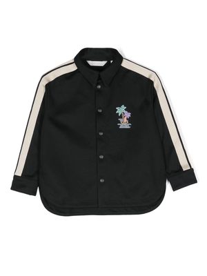 Palm Angels Kids logo-print striped shirt jacket - Black