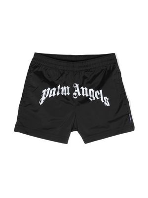 Palm Angels Kids logo-print swim shorts - Black