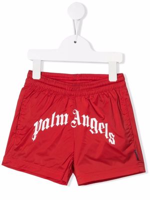 Palm Angels Kids logo-print swim shorts - Red