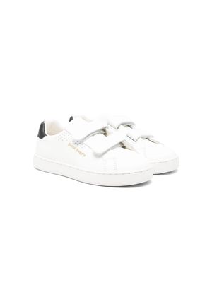 Palm Angels Kids logo-print touch-strap leather sneakers - White