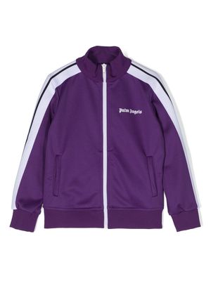 Palm Angels Kids logo-print zip-fastening bomber jacket - Purple