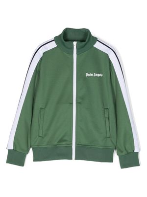 Palm Angels Kids logo-print zip-up track jacket - Green