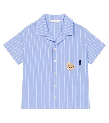 Palm Angels Kids Logo striped cotton-blend shirt