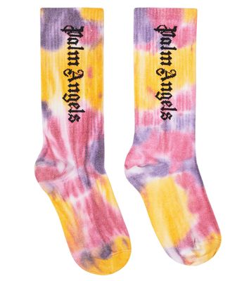 Palm Angels Kids Logo tie-dye cotton-blend socks