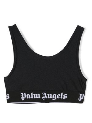 Palm Angels Kids logo-underband crop top - Black