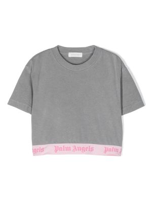 Palm Angels Kids logo-underband cropped T-shirt - Grey