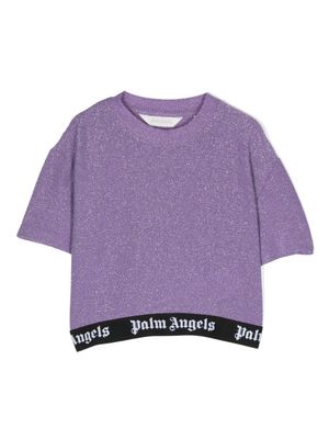 Palm Angels Kids logo-underband lurex T-shirt - Purple