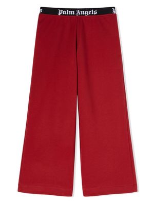 Palm Angels Kids logo-waistband cotton trousers - Red