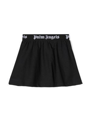 Palm Angels Kids logo-waistband flared skirt - Black
