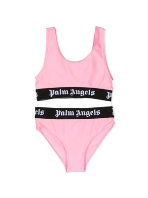 Palm Angels Kids logo-waistband satin bikini - Pink