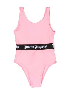 Palm Angels Kids logo-waistband scoop swimsuit - Pink