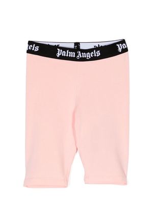 Palm Angels Kids logo-waistband track shorts - Pink