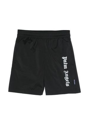Palm Angels Kids long logo-print swim shorts - Black