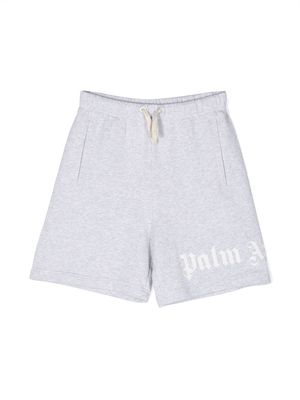 Palm Angels Kids mélange logo-print track pants - Grey