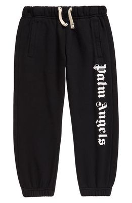 Palm Angels Kids' Overlogo Classic Cotton Joggers in Black White