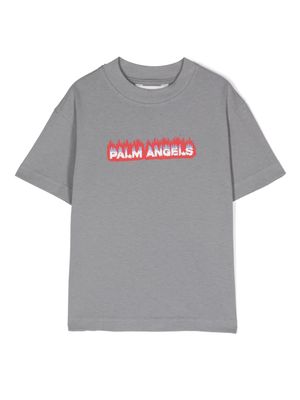 Palm Angels Kids PA Flames logo-print T-shirt - Grey
