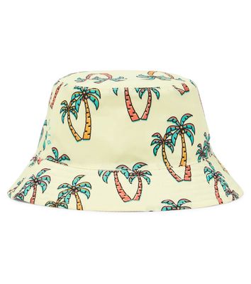 Palm Angels Kids Palm-print reversible bucket hat