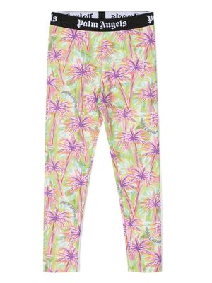 Palm Angels Kids printed stretch-jersey leggings - Green
