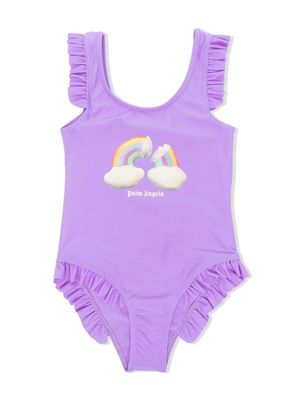 Palm Angels Kids ruffle-detail one-piece swimsuit - Purple
