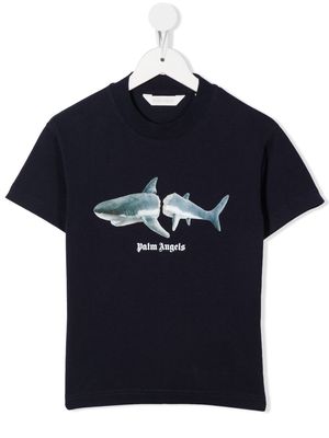 Palm Angels Kids shark-print cotton T-shirt - Blue