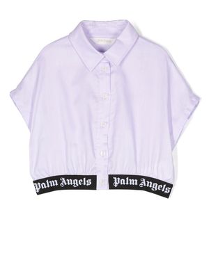 Palm Angels Kids short-sleeve logo-hem shirt - Purple