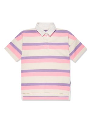 Palm Angels Kids stripe-print logo-print polo shirt - Pink