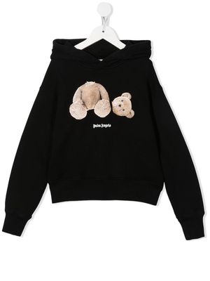 Palm Angels Kids teddy-bear cotton hoodie - Black