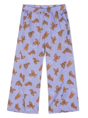 Palm Angels Kids Teddy Bear motif pyjama trousers - Purple