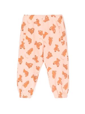 Palm Angels Kids teddy bear-print cotton pants - Pink