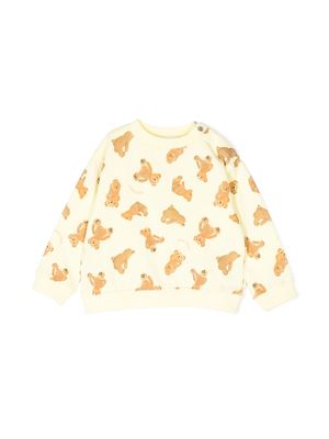 Palm Angels Kids teddy bear-print cotton sweatshirt - Yellow