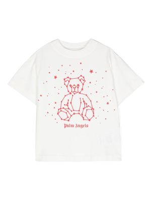 Palm Angels Kids teddy bear-print cotton T-shirt - White