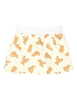 Palm Angels Kids teddy bear-print mini skirt - Yellow