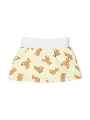 Palm Angels Kids teddy-bear print skirt - Yellow