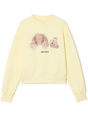 Palm Angels Kids Teddy Bear-print sweatshirt - Yellow