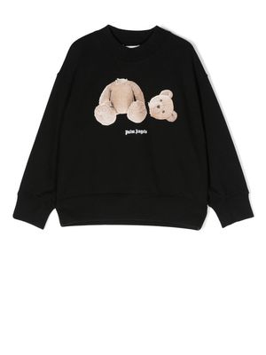 Palm Angels Kids teddy-print cotton sweatshirt - Black