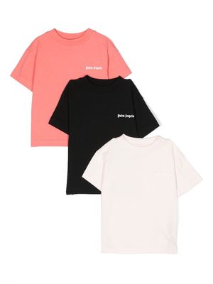 Palm Angels Kids three-pack logo-print T-shirts - Black
